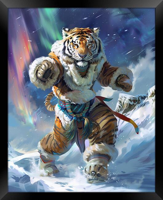 Arctic Anthropomorphic Tiger Framed Print by Steve Smith