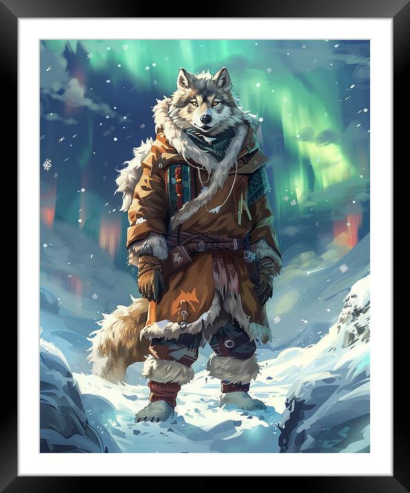 Arctic Anthropomorphic Wolf Framed Mounted Print by Steve Smith