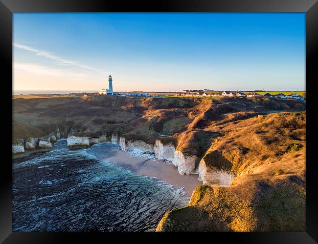 Majestic Sunrise over Flamborough Head Lighthouse Framed Print by Tim Hill