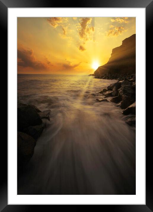 Golden Sunrise over Whitby Cliffs Framed Mounted Print by Tim Hill