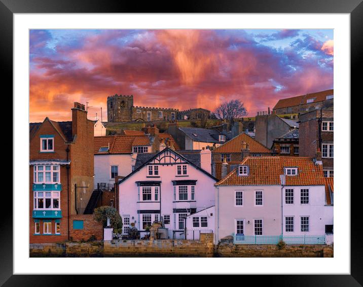 Stunning Whitby Harbourside Sky Framed Mounted Print by Tim Hill