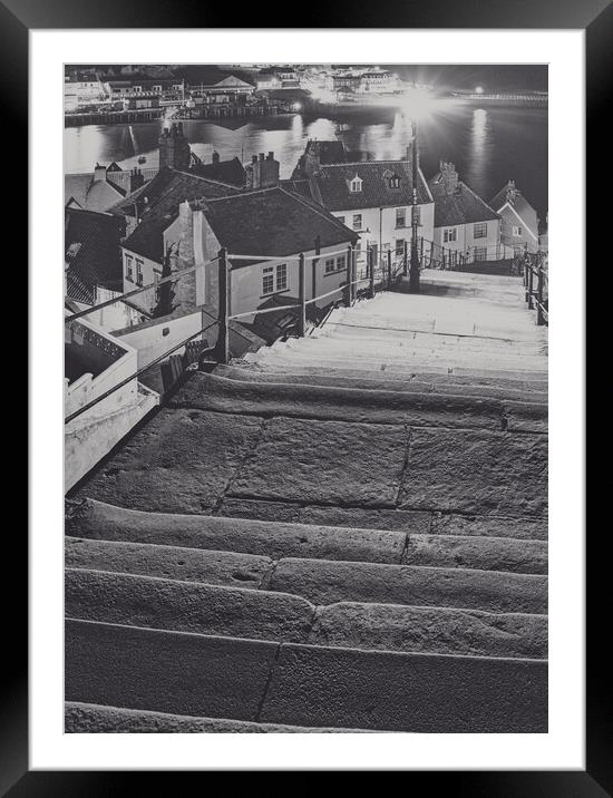 199 Steps black and white, Whitby Framed Mounted Print by Tim Hill