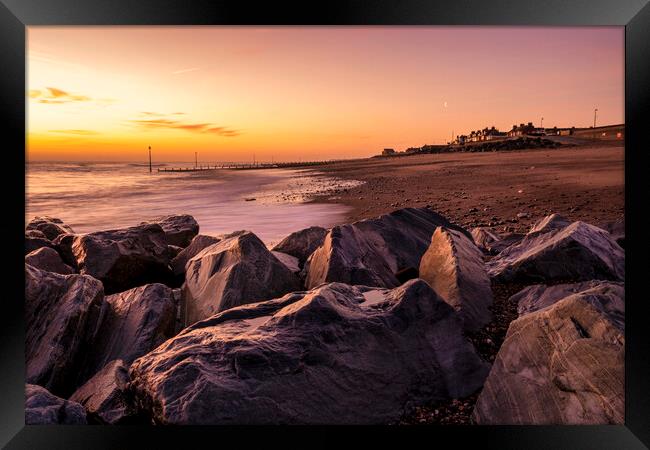 Golden Hour on Withernsea Beach Framed Print by Tim Hill