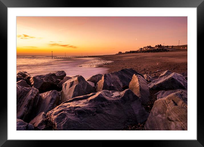 Golden Hour on Withernsea Beach Framed Mounted Print by Tim Hill