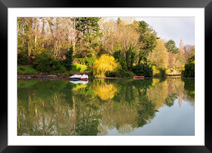 Peaceful reflections on Scarboroughs Boating Lake Framed Mounted Print by Tim Hill
