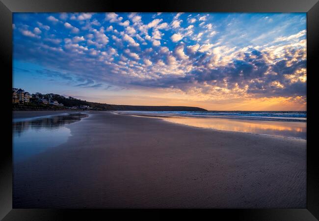 Cloudy sunrise over Filey Beach Framed Print by Tim Hill