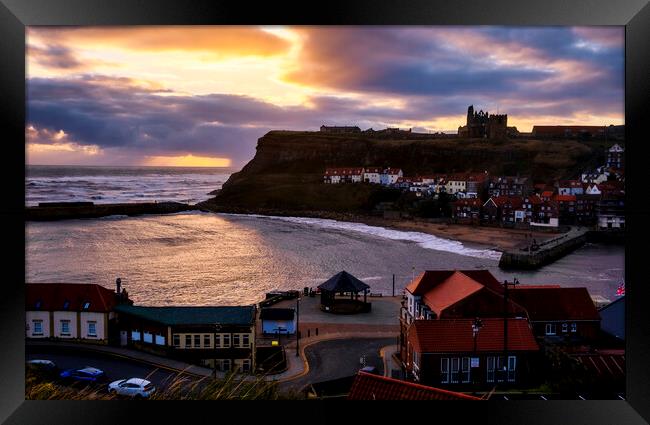 Moody Whitby Sunrise Framed Print by Tim Hill