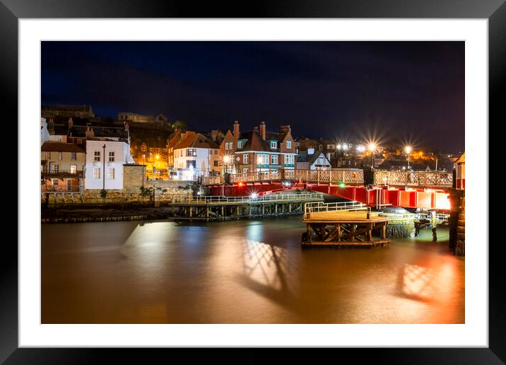 Illuminated Beauty of Whitby Swingbridge Framed Mounted Print by Tim Hill