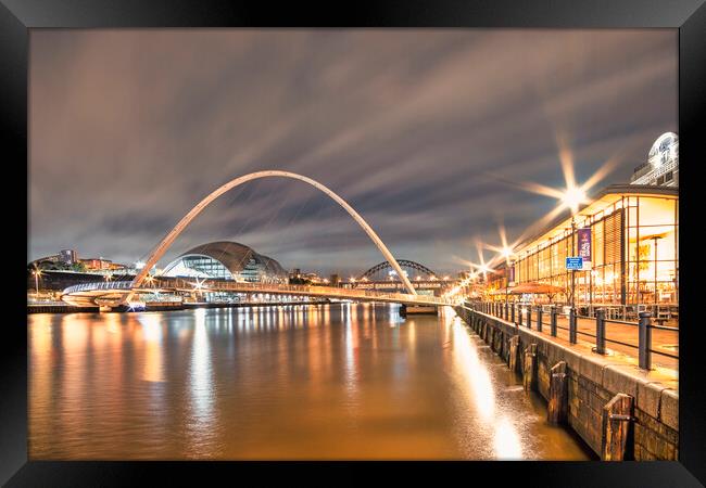 Newcastle Quays at Night Framed Print by Tim Hill