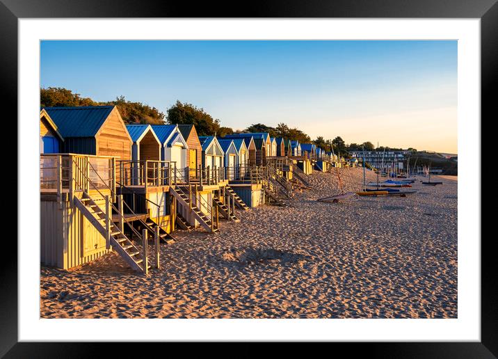 Quirky Wooden Beach Huts at Sunrise Framed Mounted Print by Tim Hill