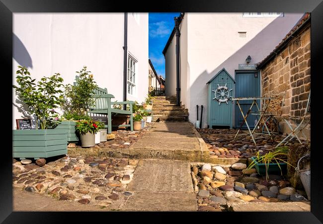 Cobbles and stone steps, Robin Hoods Bay Framed Print by Tim Hill