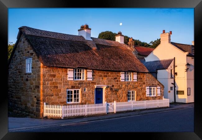 Sandsend Thatched Cottage, North Yorkshire Framed Print by Tim Hill