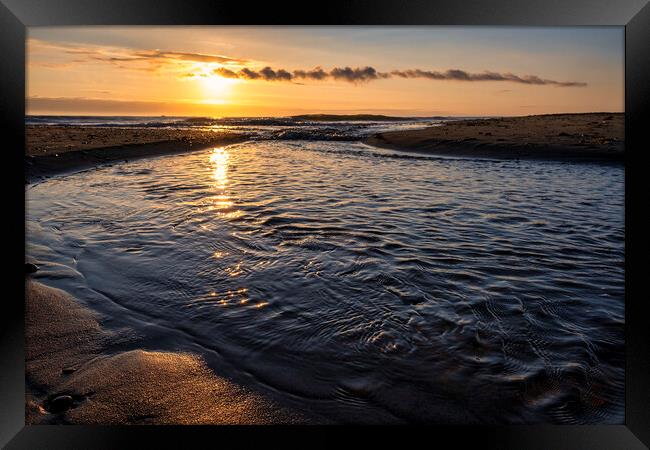 Golden Sunrise on Sandsend Beach Framed Print by Tim Hill