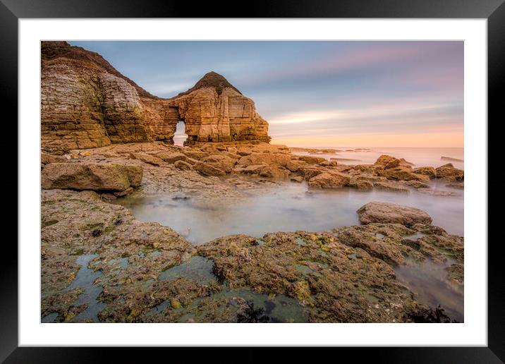 Thornwick Bay Cliff Arch Framed Mounted Print by Tim Hill