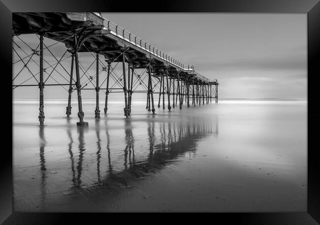 Saltburn Pier in Monochrome Framed Print by Tim Hill