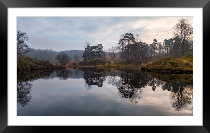 Tarn Hows Reflections Framed Mounted Print by Tim Hill