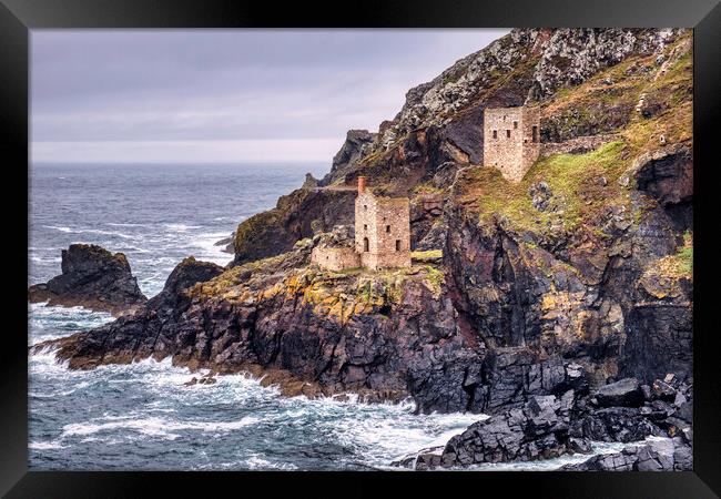 Botallack Mine and Crown Engine Houses Framed Print by Tim Hill