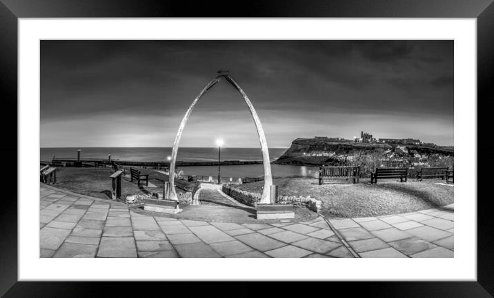 Whitby Whalebones Black and White Framed Mounted Print by Tim Hill
