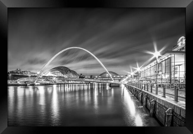 Illuminated Newcastle Quays Framed Print by Tim Hill