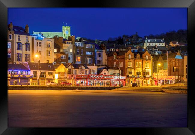 Scarborough Seafront at Night Framed Print by Tim Hill