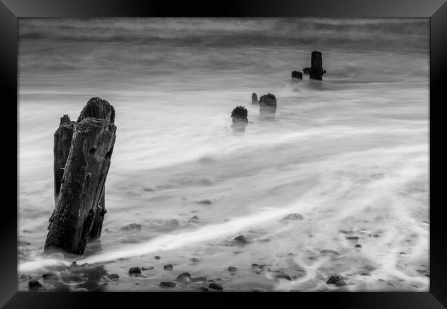 Sandsend Seascape Black and White Framed Print by Tim Hill