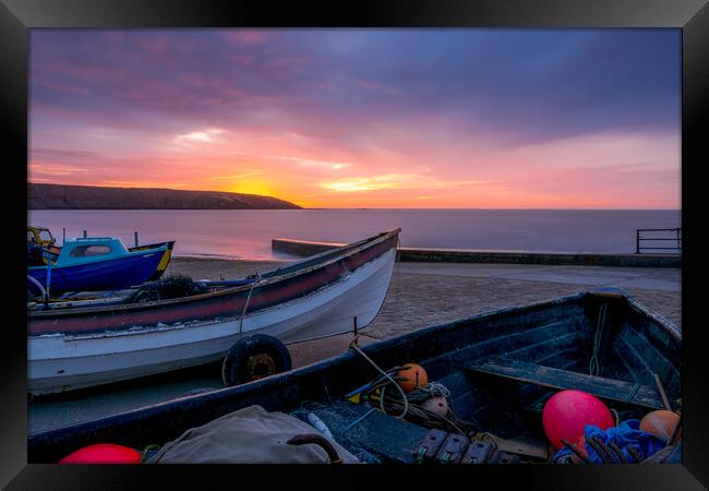 Filey Brigg Sunrise from Filey Boat Ramp Framed Print by Tim Hill