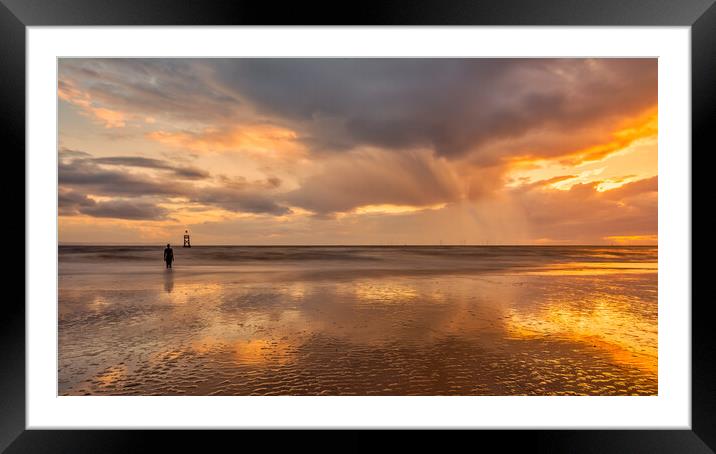 Crosby Beach Sunset, Another Place Framed Mounted Print by Tim Hill