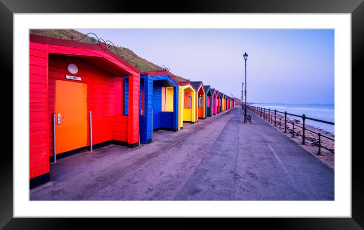 Vibrant Colours of the Iconic Saltburn Beach Huts Framed Mounted Print by Tim Hill