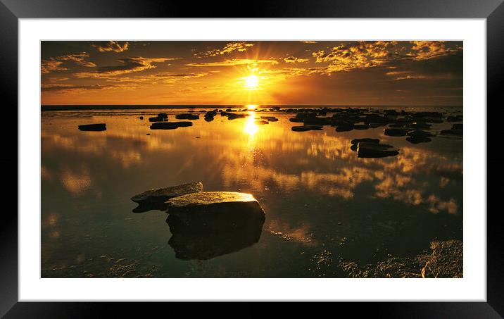 The Golden Sunrise at Saltwick Bay Framed Mounted Print by Tim Hill