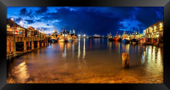 Tranquil Blue Hour at Scarborough Harbour Framed Print by Tim Hill