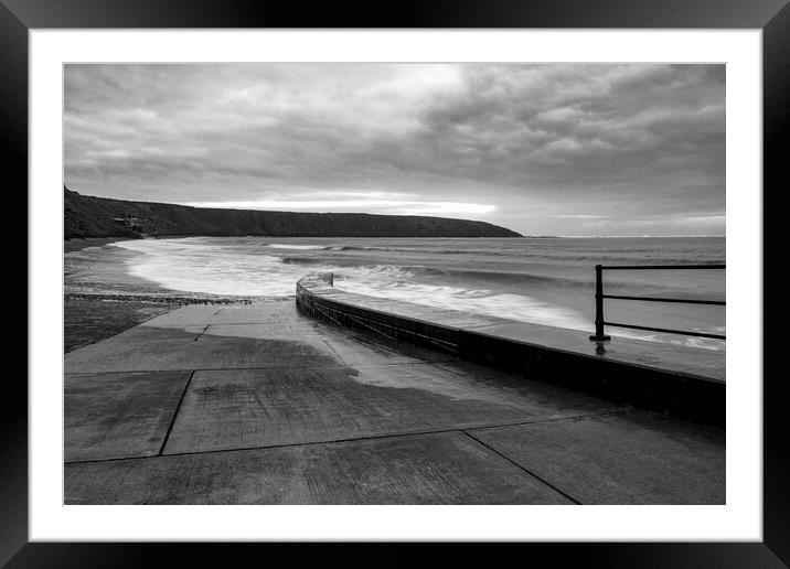 Filey Brigg Black and White Framed Mounted Print by Tim Hill