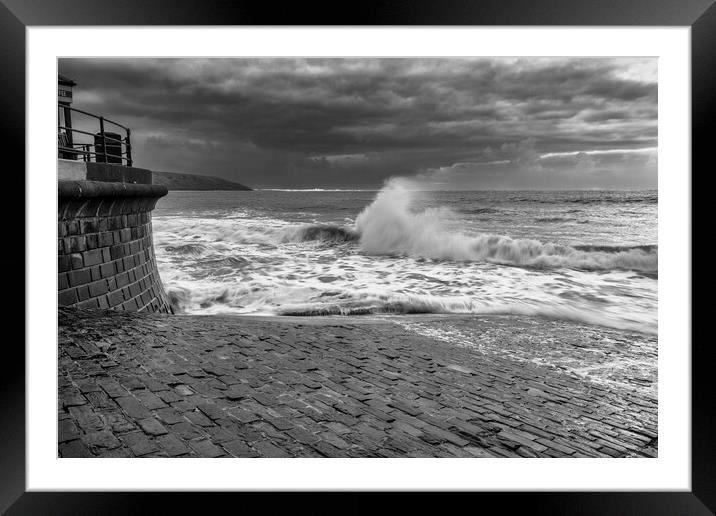 Filey Seascape Black and White Framed Mounted Print by Tim Hill