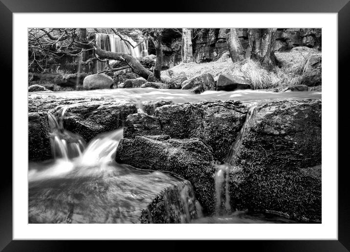 East Gill Force Black and White Framed Mounted Print by Tim Hill
