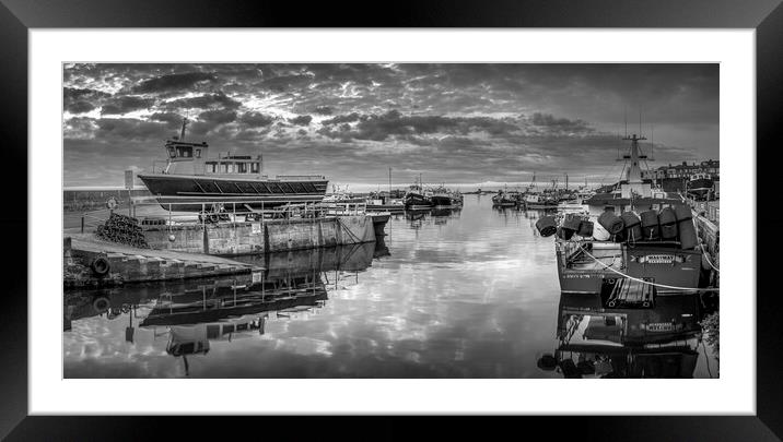 Moody Reflections of Seahouses Harbour Framed Mounted Print by Tim Hill