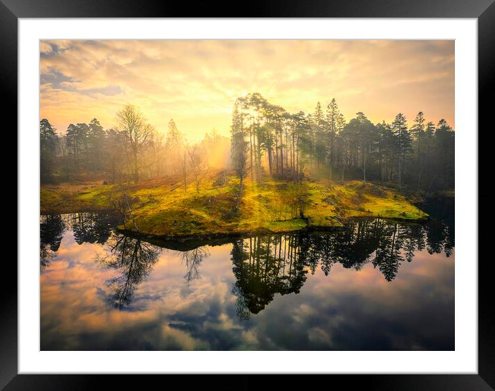 Misty Sunrise at Tarn Hows Framed Mounted Print by Tim Hill