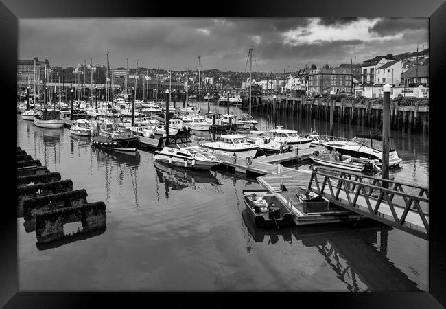 Scarborough Harbour Black and White Framed Print by Tim Hill
