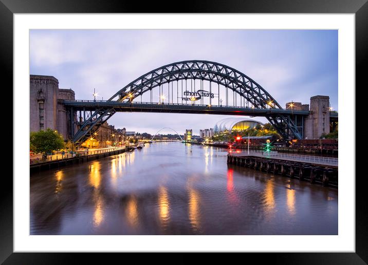 Tyne Bridge to Millennium Bridge Framed Mounted Print by Tim Hill