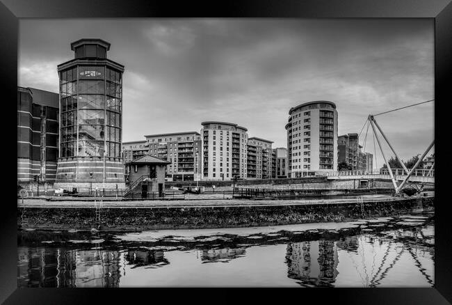 Leeds River Aire Black and White Framed Print by Tim Hill