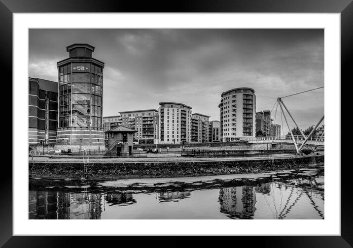 Leeds River Aire Black and White Framed Mounted Print by Tim Hill