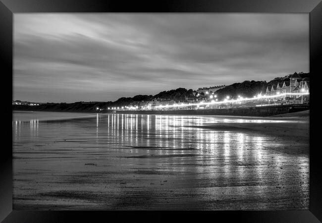 Filey Beach Reflections Black and White Framed Print by Tim Hill