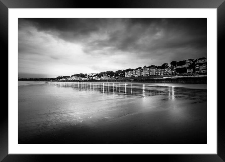 Filey Beach Black and White Framed Mounted Print by Tim Hill