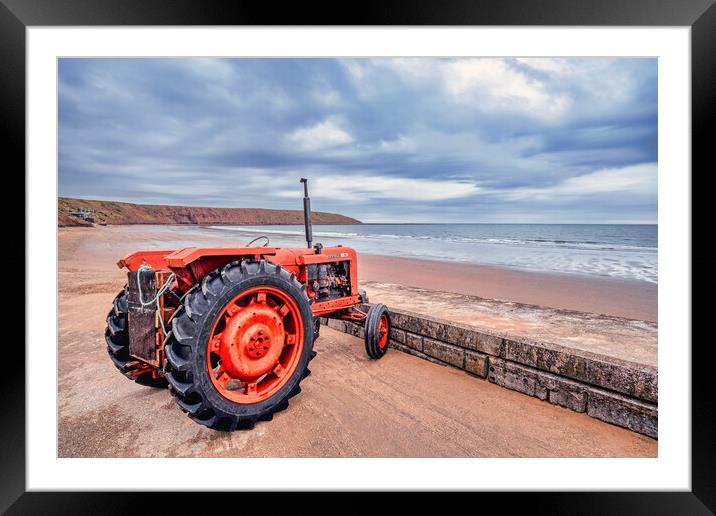 Filey Nuffield Beach Tractor Framed Mounted Print by Tim Hill