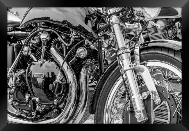 Vincent Motorcycle Black and White Framed Print by Tim Hill