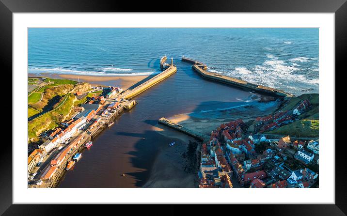Whitby Harbour Entrance from Above Framed Mounted Print by Tim Hill