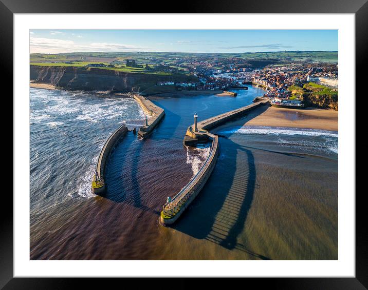 Whitby Harbour Entrance from Above Framed Mounted Print by Tim Hill