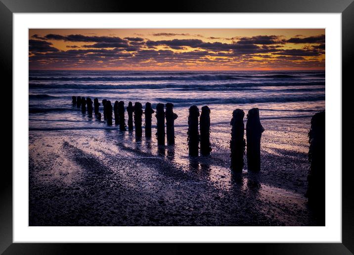 Beautiful Sunrise at Sandsend Beach Framed Mounted Print by Tim Hill