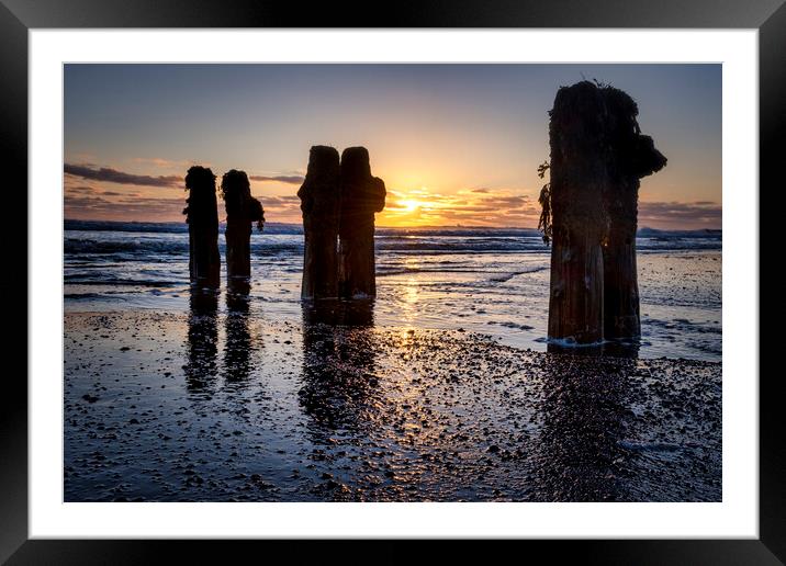 Sunrise over Sandsend Beach Framed Mounted Print by Tim Hill