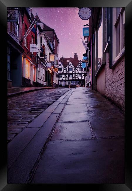 Steep Hill at Night, Lincoln Framed Print by Tim Hill