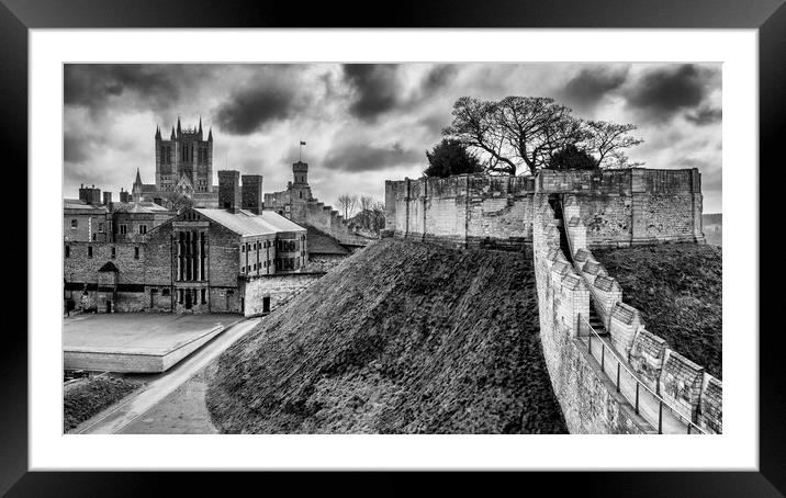 Lincoln Castle Black and White Framed Mounted Print by Tim Hill