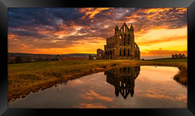 Whitby Abbey Sunset Framed Print by Tim Hill